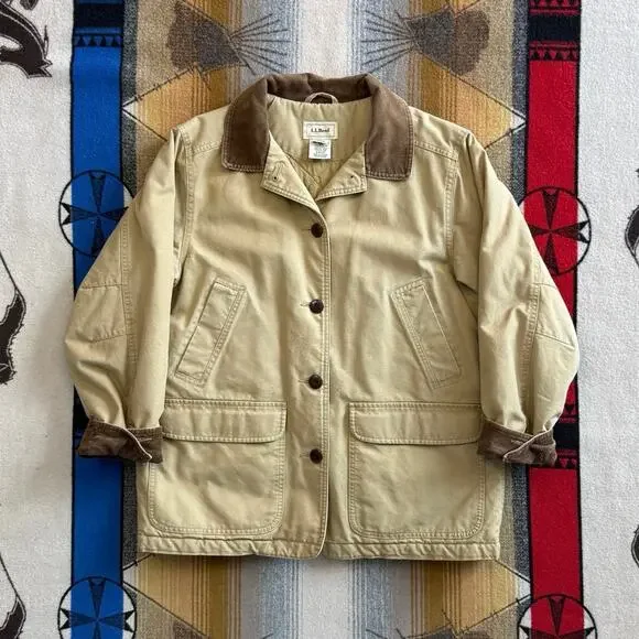 Vintage Women’s L.L. Bean Quilt Lined Barn Coat Size Petite Medium Corduroy - Picture 1 of 12